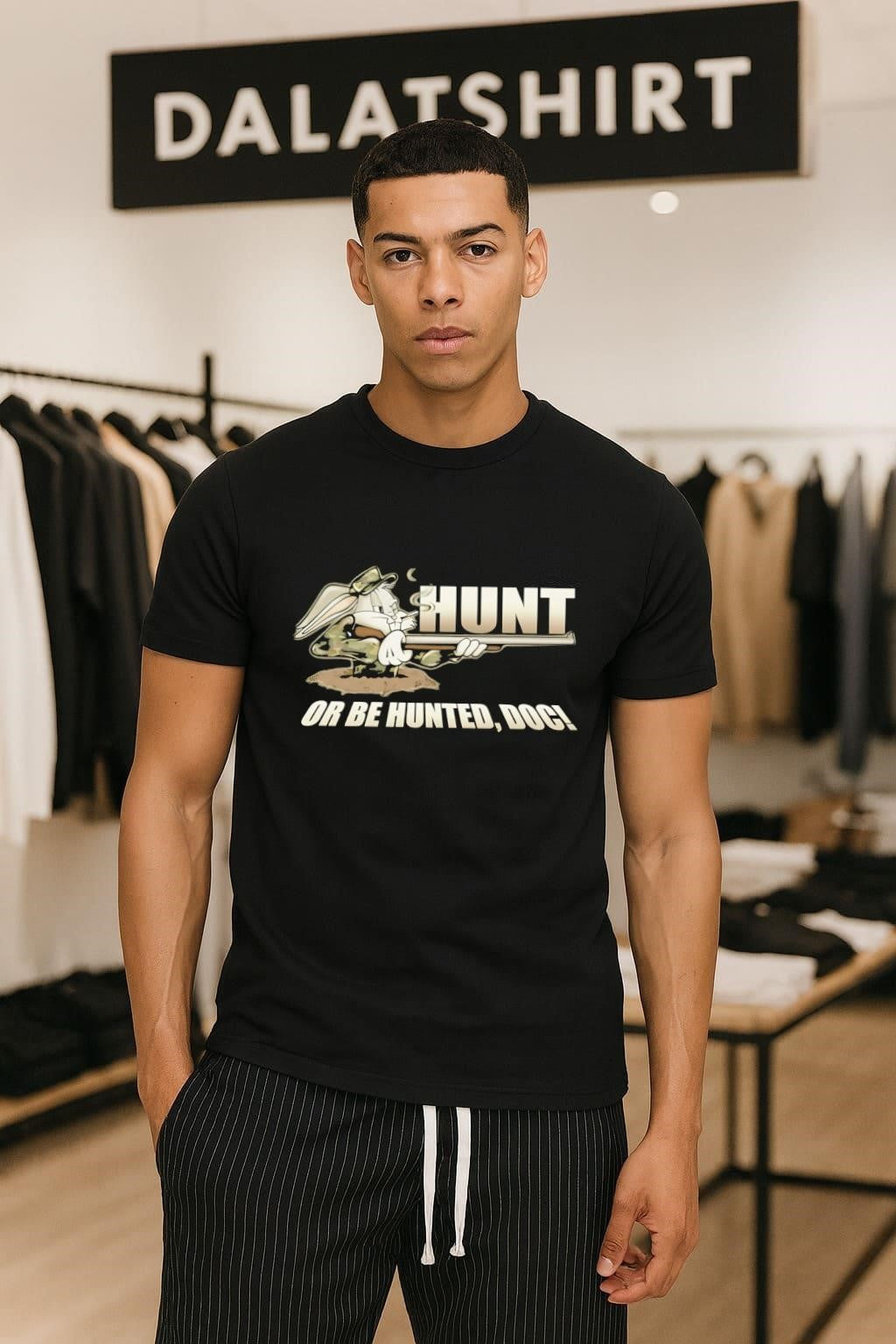 Hunt Or Be Hunted Doc Bugs Bunny Camouflage Hunting - Adult & Kids T-Shirts, Sweatshirts & Hoodies apparel design preview 1