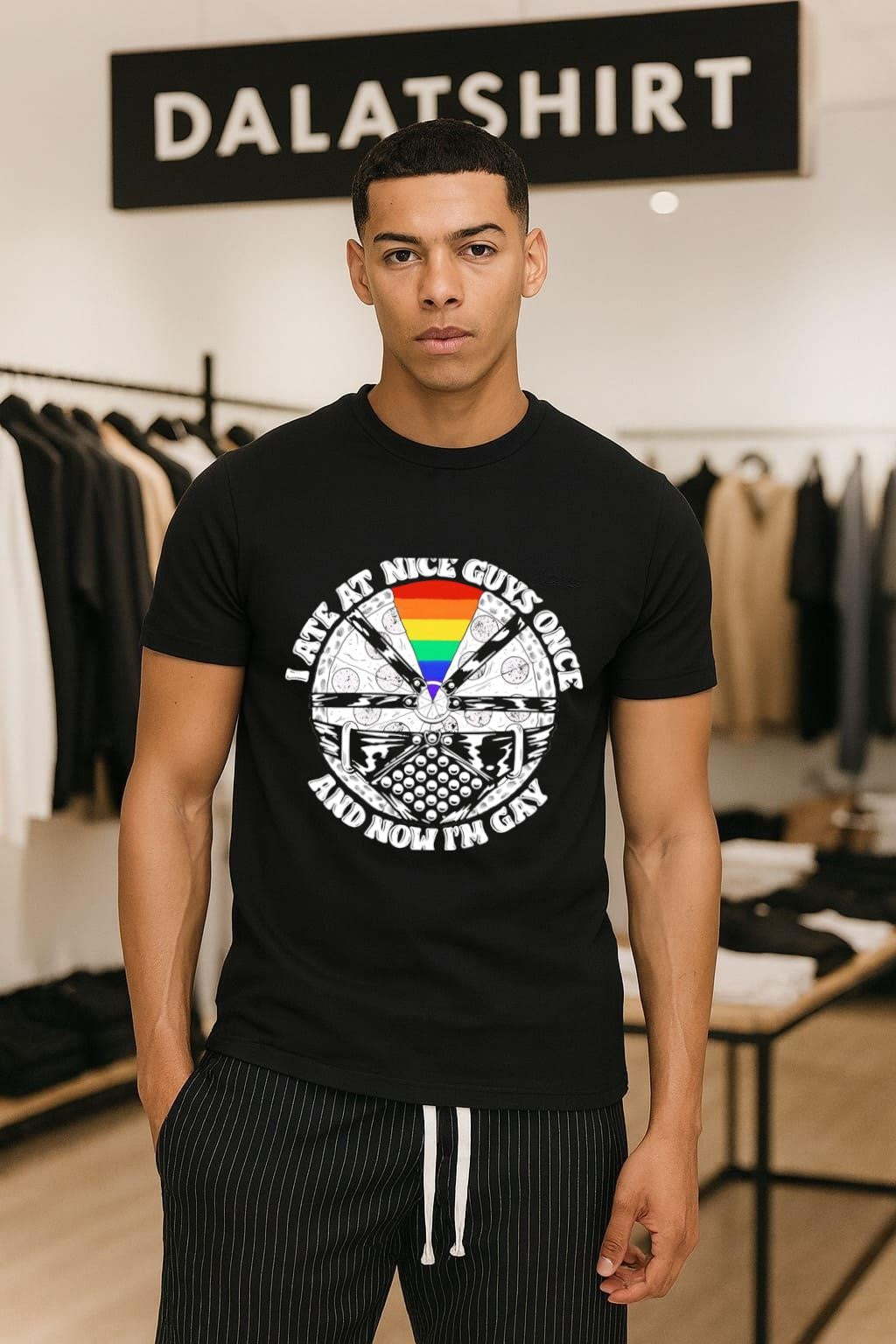 I Ate At Nice Guys Once And Now I'm Gay - Adult & Kids T-Shirts, Sweatshirts & Hoodies apparel design preview 1