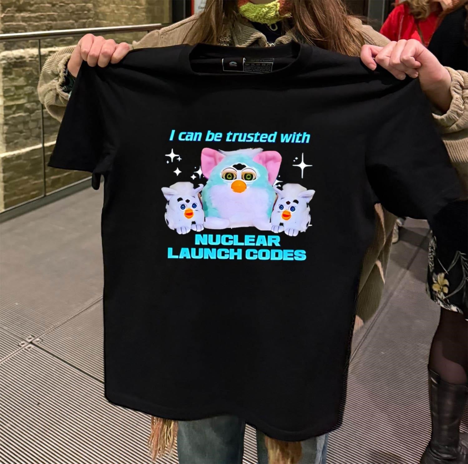 I Can Be Trusted With Nuclear Launch Codes Furby - Adult & Kids T-Shirts, Sweatshirts & Hoodies apparel design preview 2