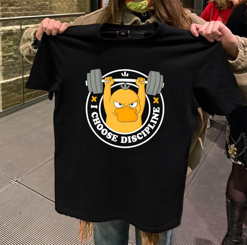 I Choose Discipline Angry Yellow Duck Lifting Heavy - Adult & Kids T-Shirts, Sweatshirts & Hoodies apparel design preview 2