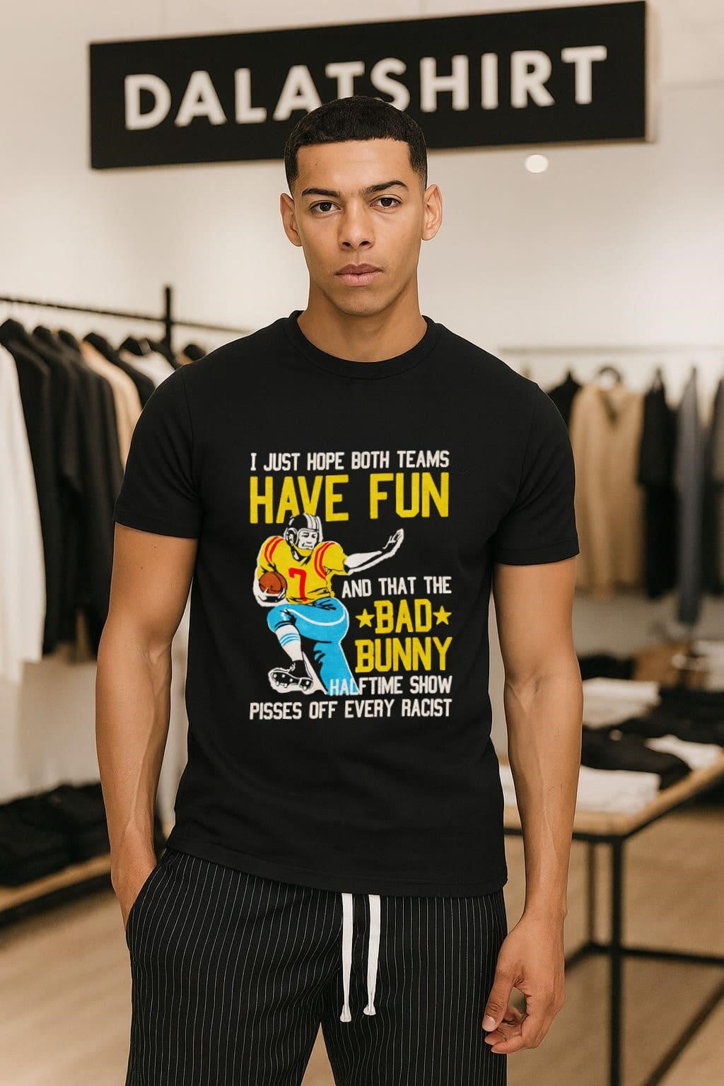 I Hope Both Teams Have Fun Bad Bunny Halftime Show - Adult & Kids T-Shirts, Sweatshirts & Hoodies apparel design preview 1