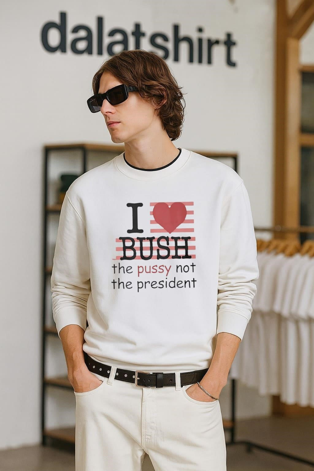 I Love Bush The Pussy Not President Heart - Adult & Kids T-Shirts, Sweatshirts & Hoodies apparel design preview 2