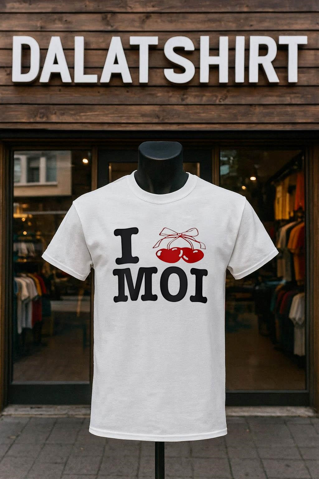 I Love Moi Heart Cherry Ribbon French Self - Adult & Kids T-Shirts, Sweatshirts & Hoodies apparel design preview 1