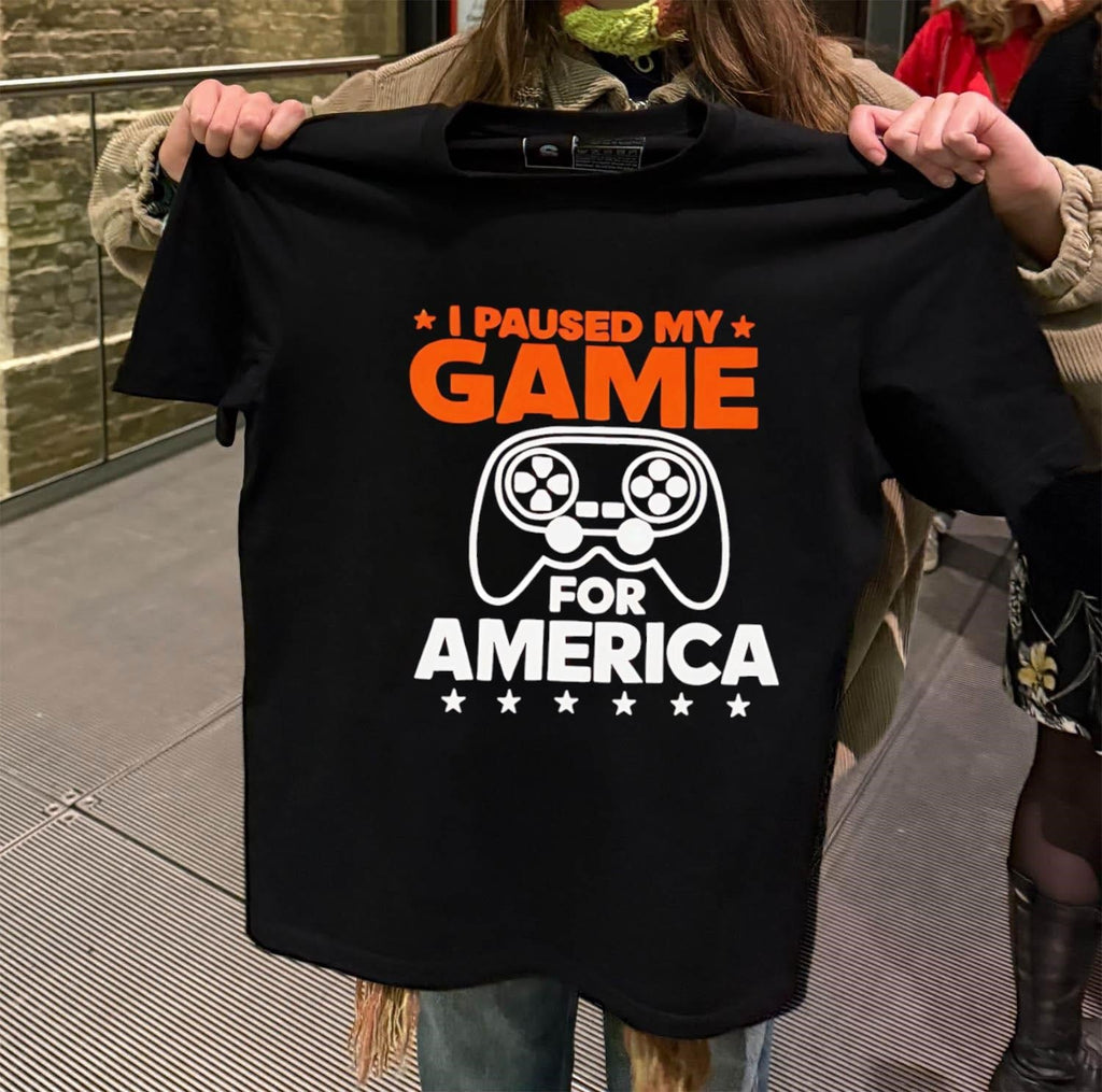 I Paused My Game For America Video - Adult & Kids T-Shirts, Sweatshirts & Hoodies apparel design preview 2