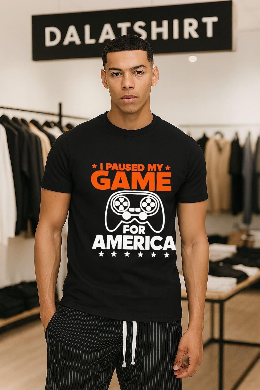 I Paused My Game For America Video - Adult & Kids T-Shirts, Sweatshirts & Hoodies apparel design preview 1