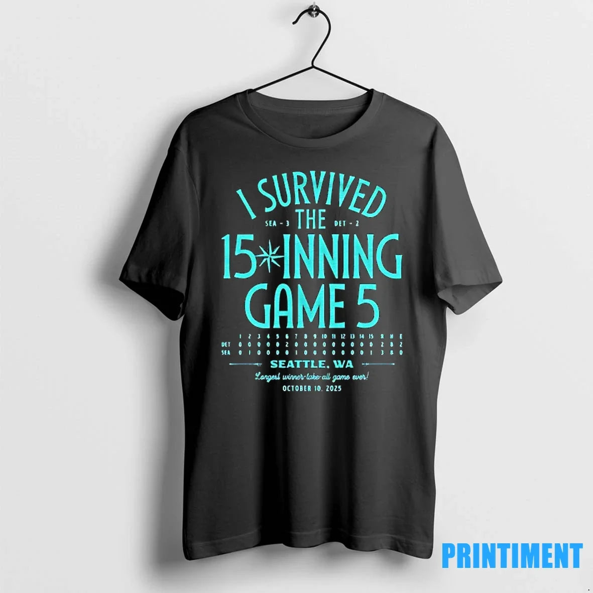 I Survived The 15 Inning Game 5 Seattle Mariners - Adult & Kids T-Shirts, Sweatshirts & Hoodies apparel design preview 1