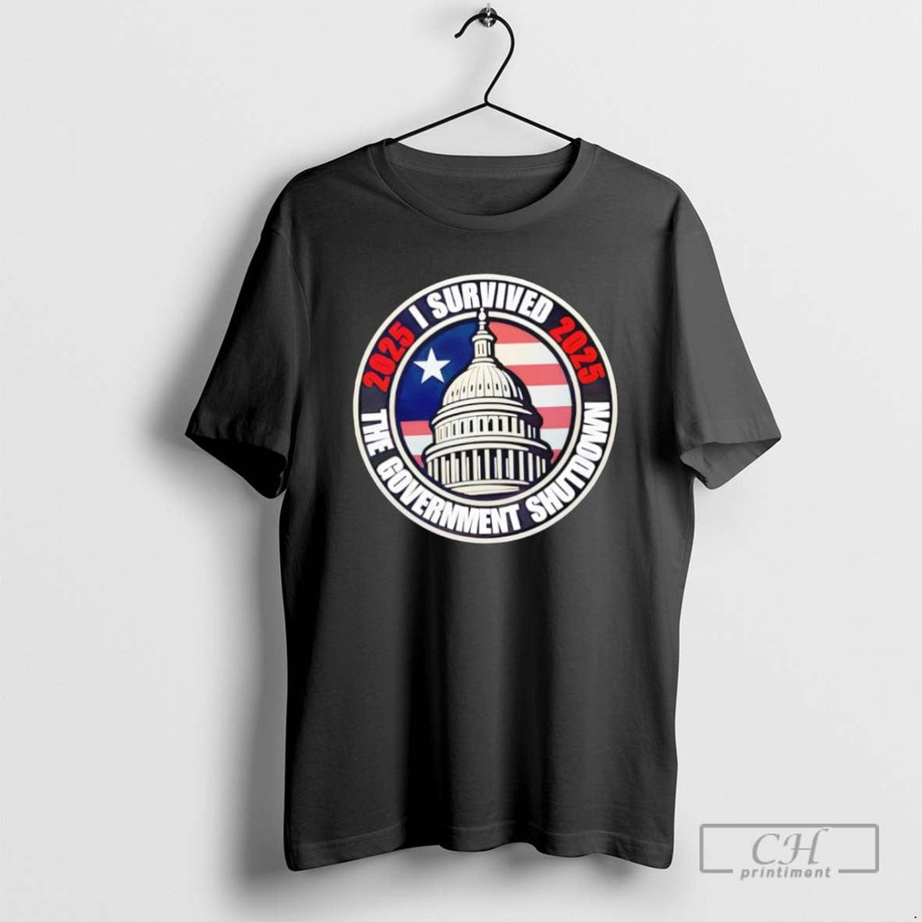 I Survived The Government Shutdown 2025 Retro - Adult & Kids T-Shirts, Sweatshirts & Hoodies apparel design preview 1