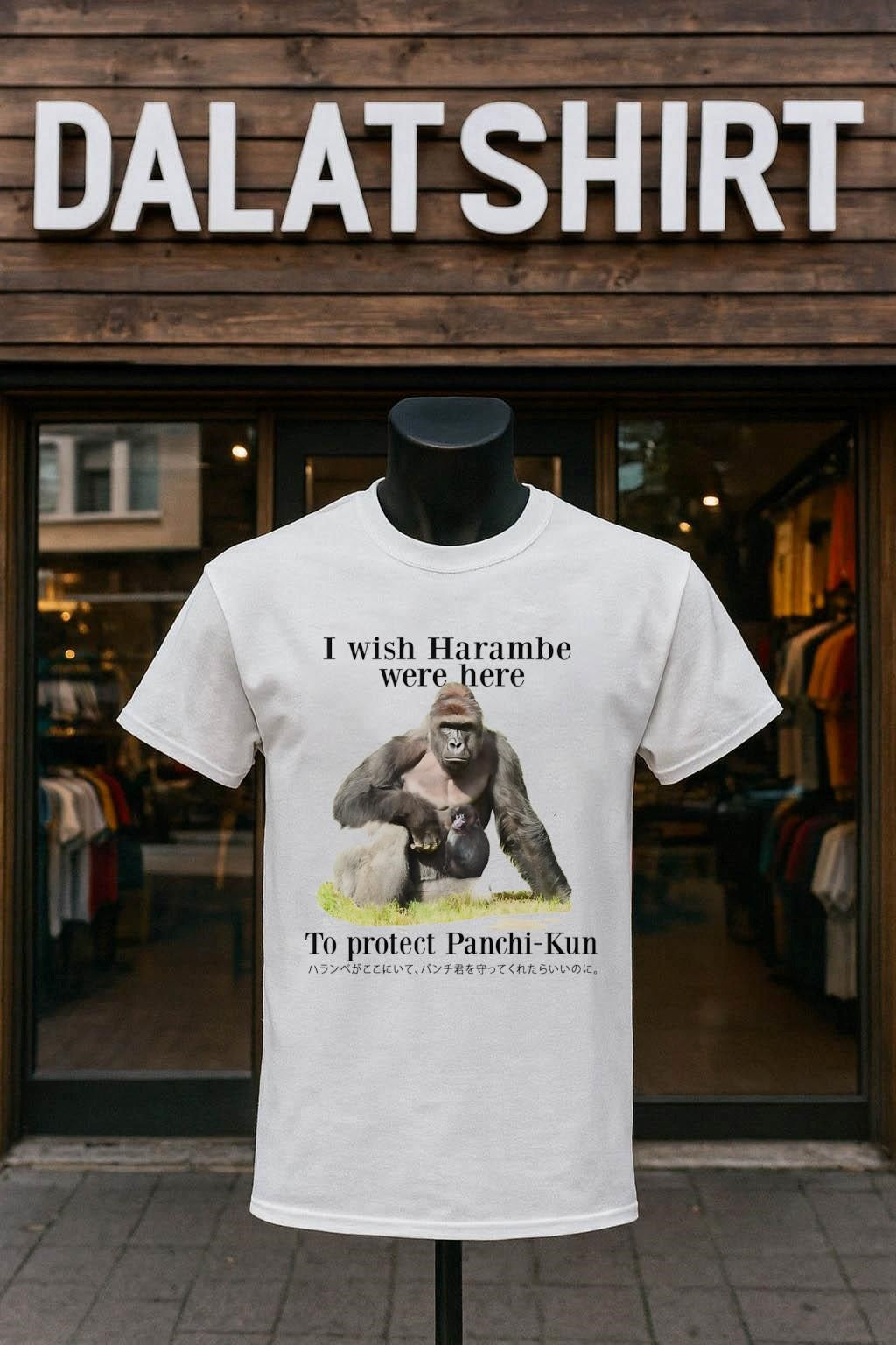 I Wish Harambe Were Here To Protect Panchi-Kun - Adult & Kids T-Shirts, Sweatshirts & Hoodies apparel design preview 1