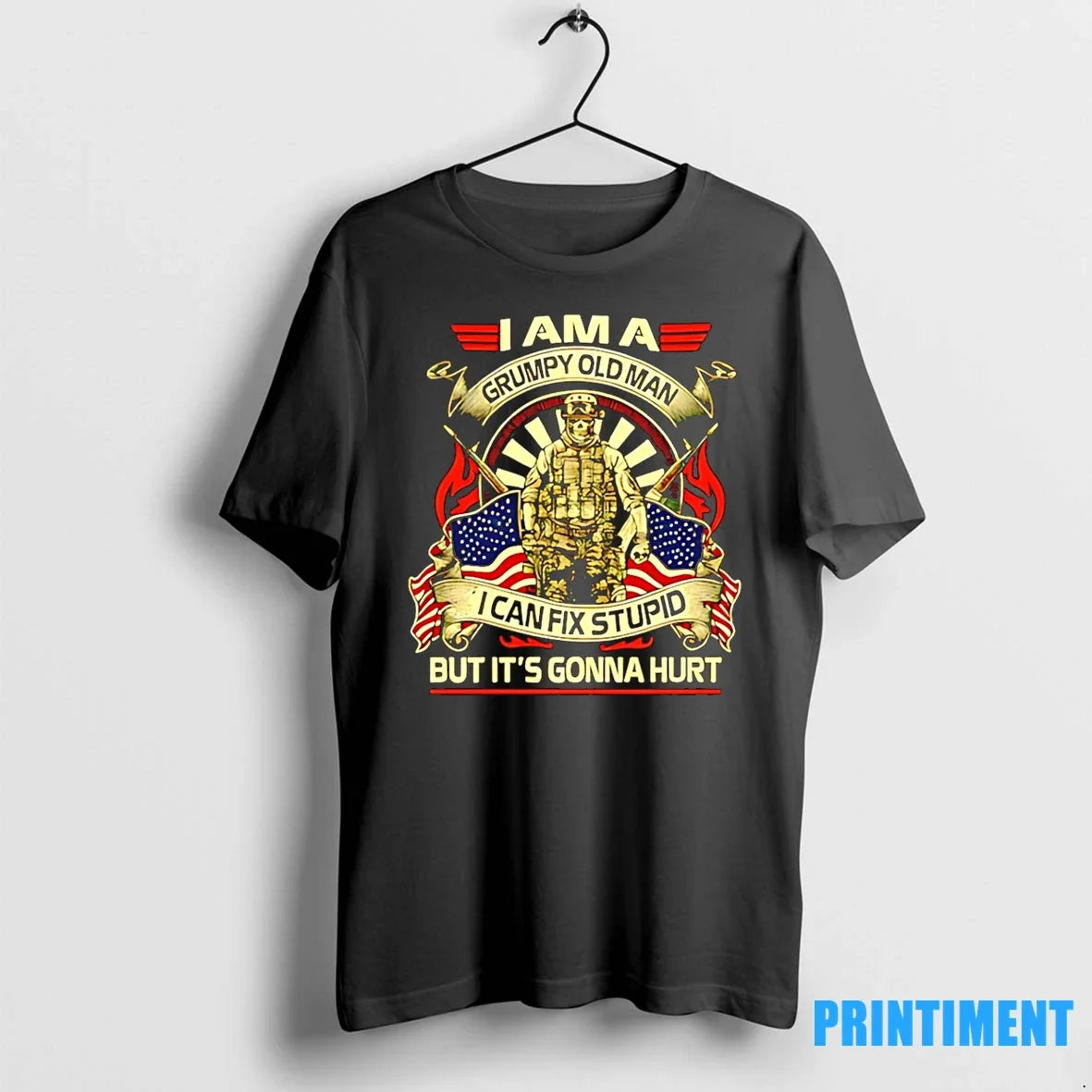 I Am A Grumpy Old Man Can Fix Stupid But Its Gonna - Adult & Kids T-Shirts, Sweatshirts & Hoodies apparel design preview 1