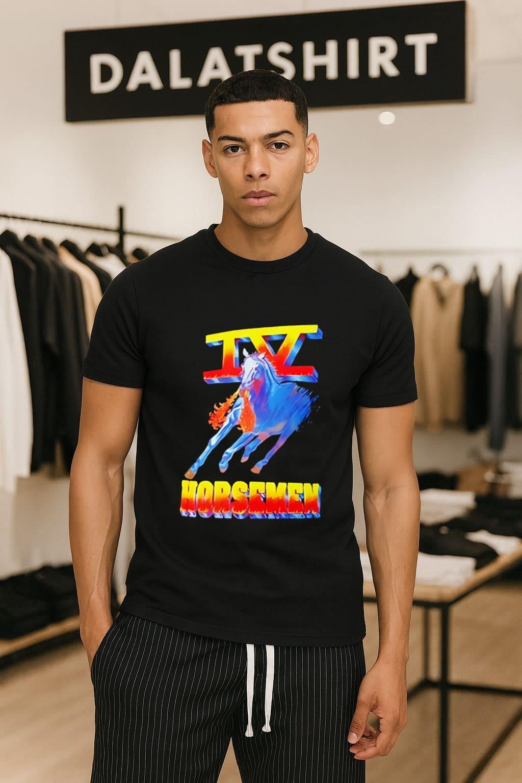 IV Horsemen Fire Breathing Blue Horse - Adult & Kids T-Shirts, Sweatshirts & Hoodies apparel design preview 1