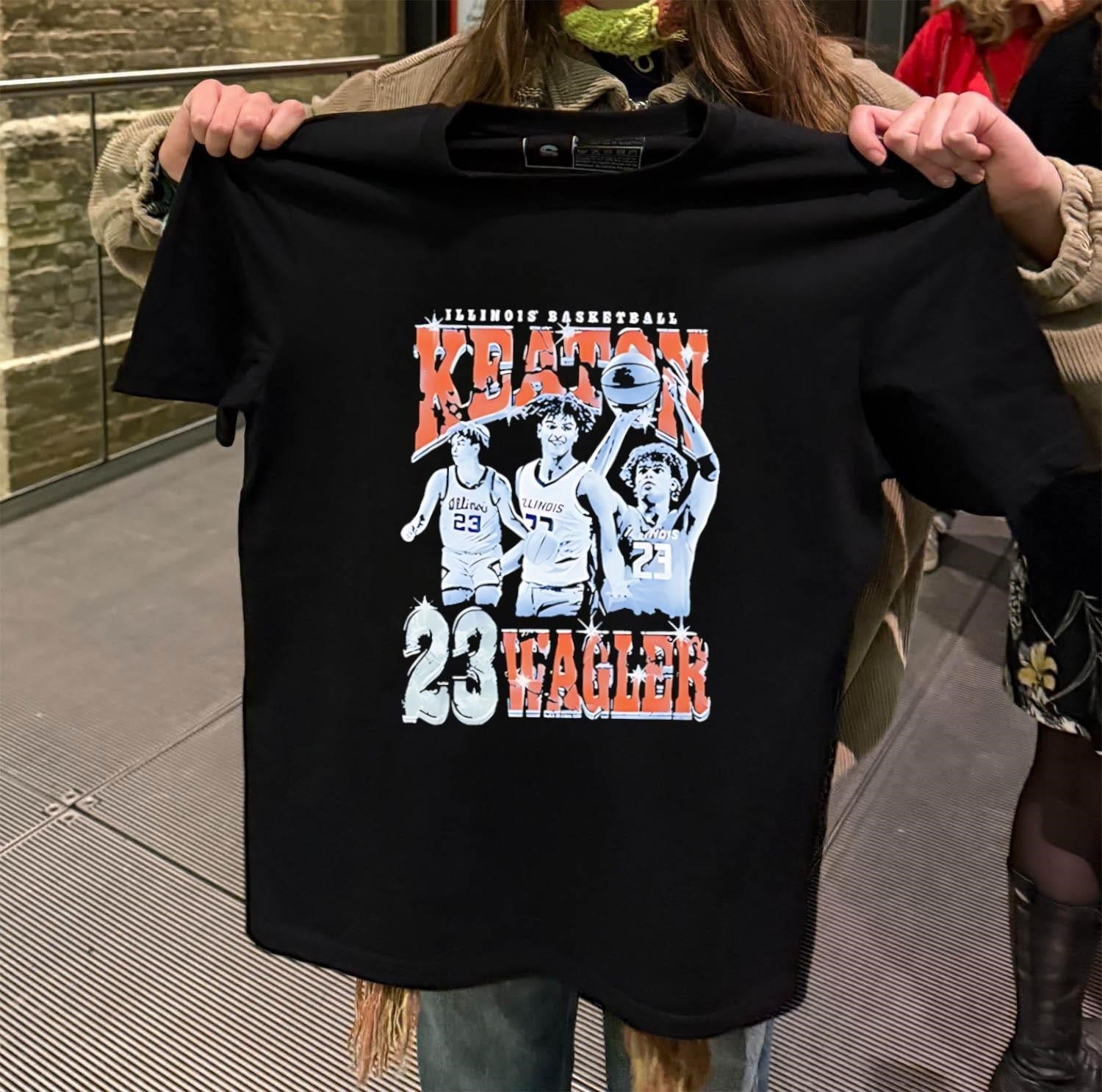 Illinois Basketball Keaton Wagler Number 23 Action - Adult & Kids T-Shirts, Sweatshirts & Hoodies apparel design preview 2