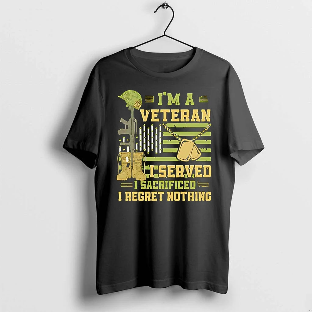 Im A Veteran I Served Sacrificed Regret Nothing - Adult & Kids T-Shirts, Sweatshirts & Hoodies apparel design preview 1
