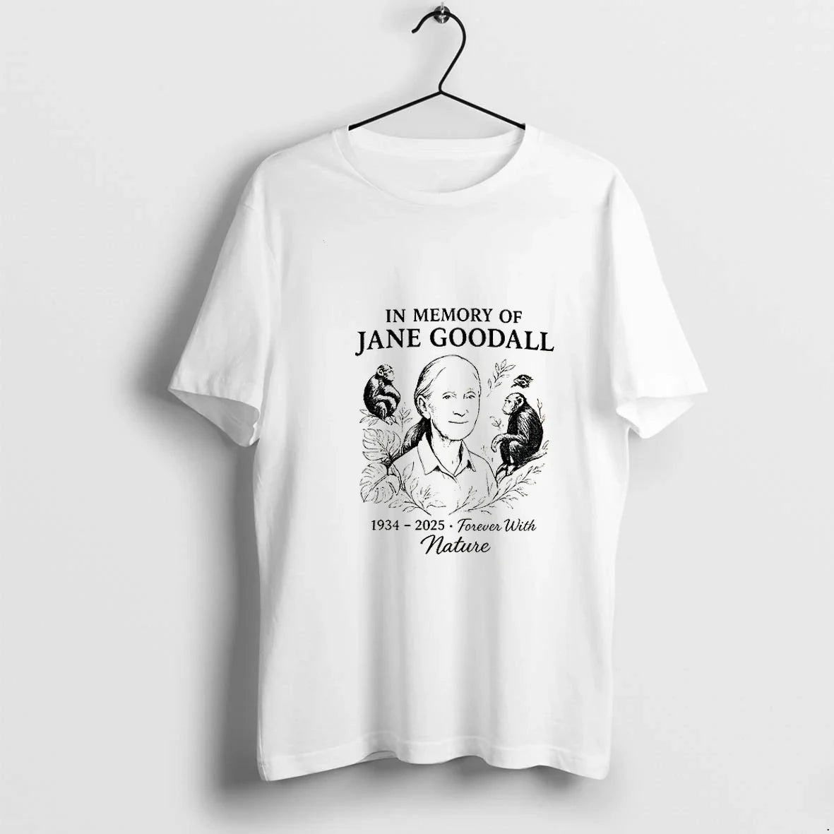 In Memory Of Jane Goodall 1934 2025 Forever With - Adult & Kids T-Shirts, Sweatshirts & Hoodies apparel design preview 1