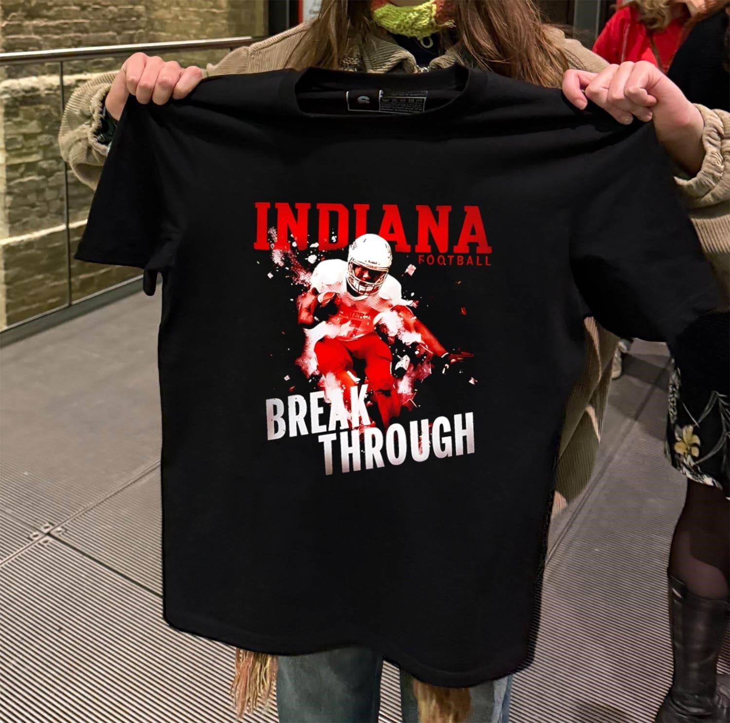 Indiana Football Breakthrough Player In Action - Adult & Kids T-Shirts, Sweatshirts & Hoodies apparel design preview 2