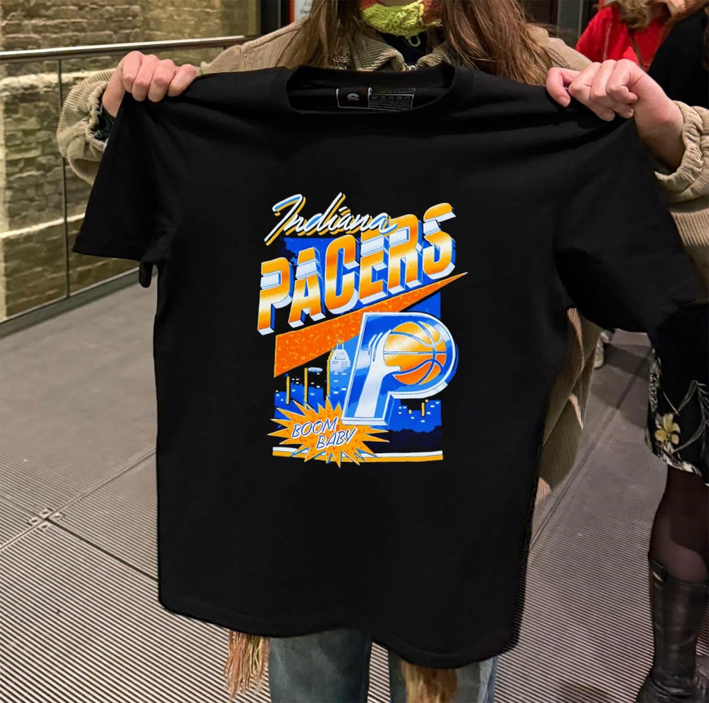 Indiana Pacers Basketball Boom Baby City Skyline - Adult & Kids T-Shirts, Sweatshirts & Hoodies apparel design preview 2