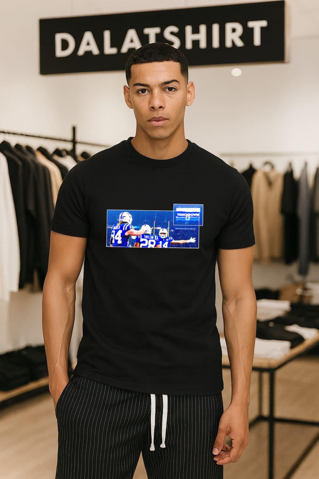 Indianapolis Colts Touchdown For The Shoe Taylor 28 - Adult & Kids T-Shirts, Sweatshirts & Hoodies apparel design preview 1