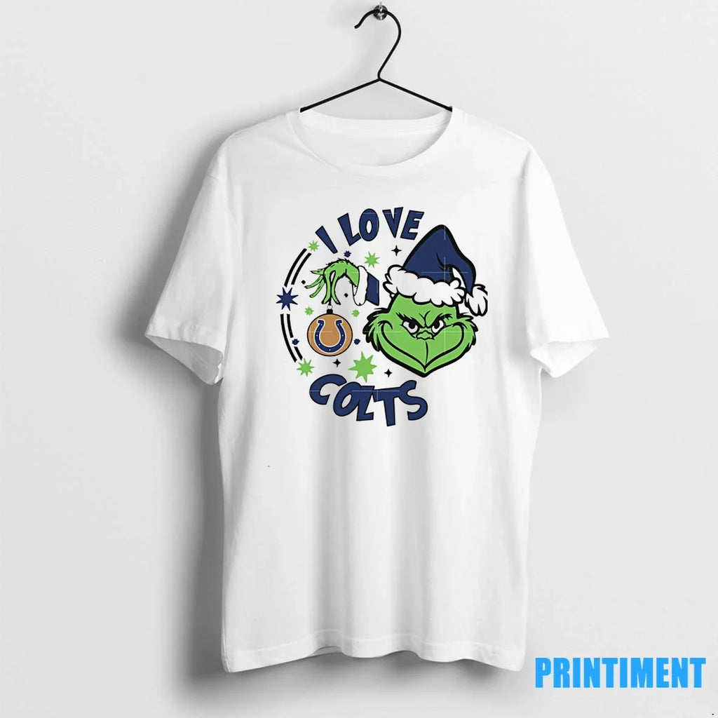 Indianapolis Colts X Santa Grinch I Love Christmas - Adult & Kids T-Shirts, Sweatshirts & Hoodies apparel design preview 1