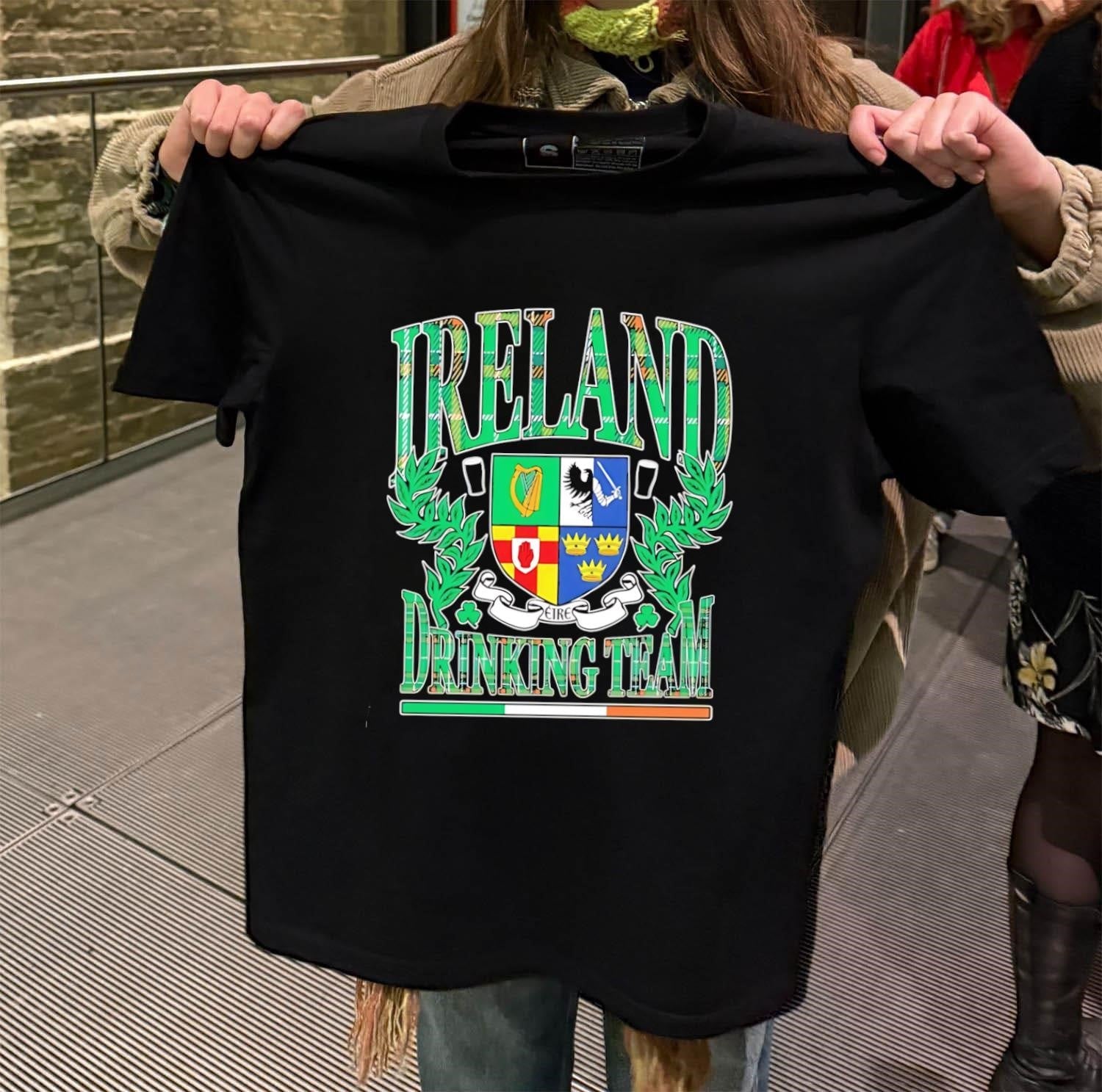 Ireland Drinking Team crest with beer glasses and - Adult & Kids T-Shirts, Sweatshirts & Hoodies apparel design preview 2