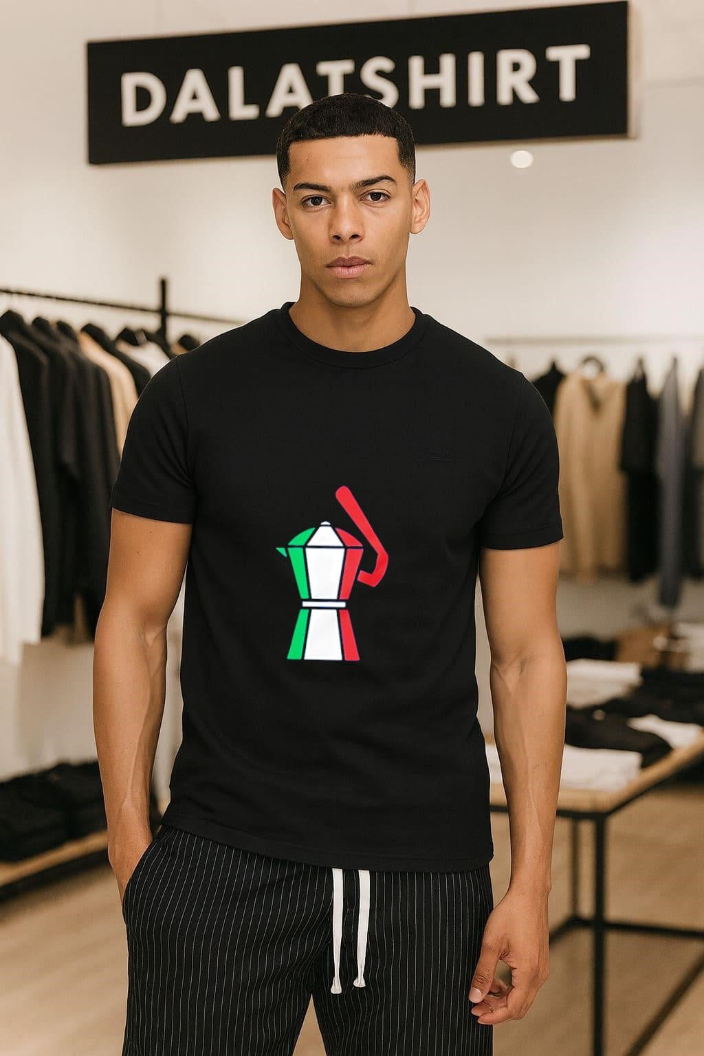 Italian Flag Moka Coffee Pot - Adult & Kids T-Shirts, Sweatshirts & Hoodies apparel design preview 1