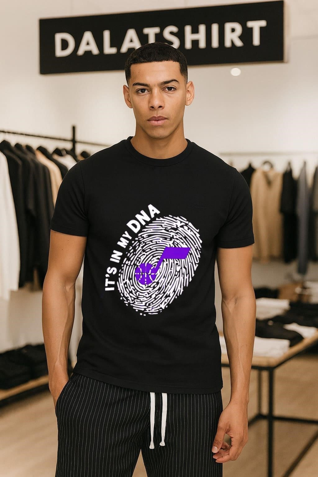 It's In My DNA Utah Jazz Fingerprint Music Note - Adult & Kids T-Shirts, Sweatshirts & Hoodies apparel design preview 1