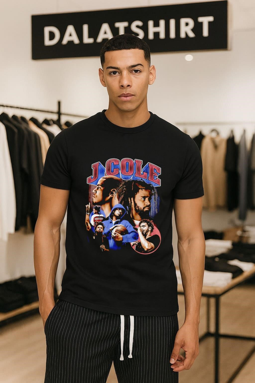 J Cole collage Rap Artist portrait - Adult & Kids T-Shirts, Sweatshirts & Hoodies apparel design preview 1