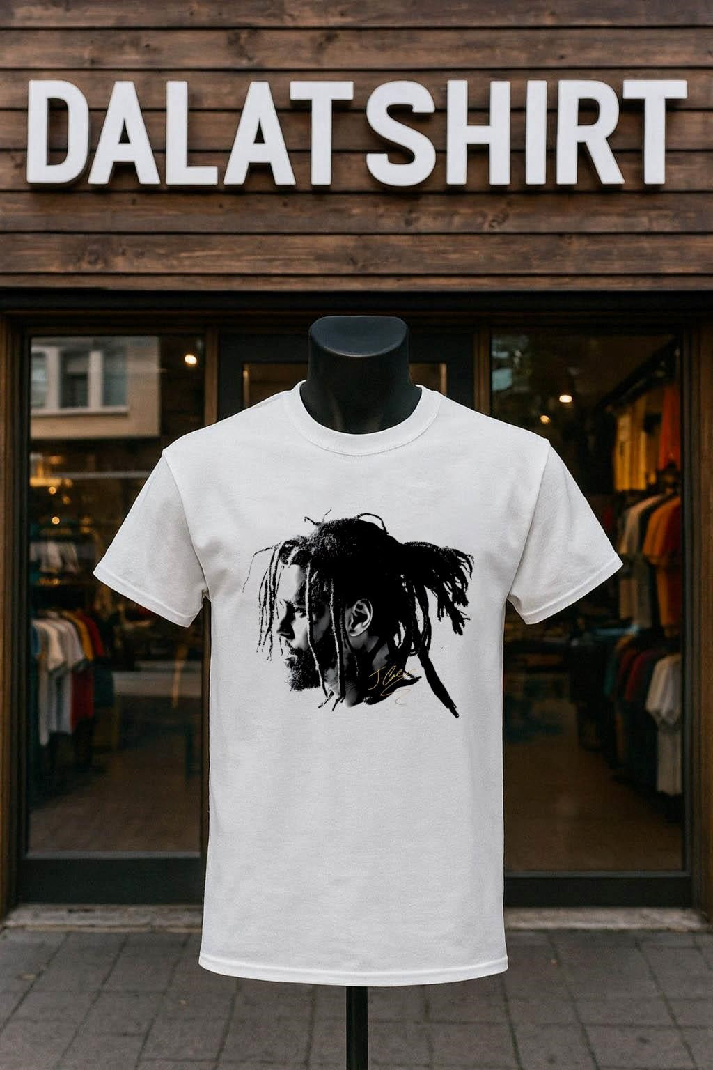 J. Cole Portrait Black and White Rapper Profile Gold - Adult & Kids T-Shirts, Sweatshirts & Hoodies apparel design preview 1