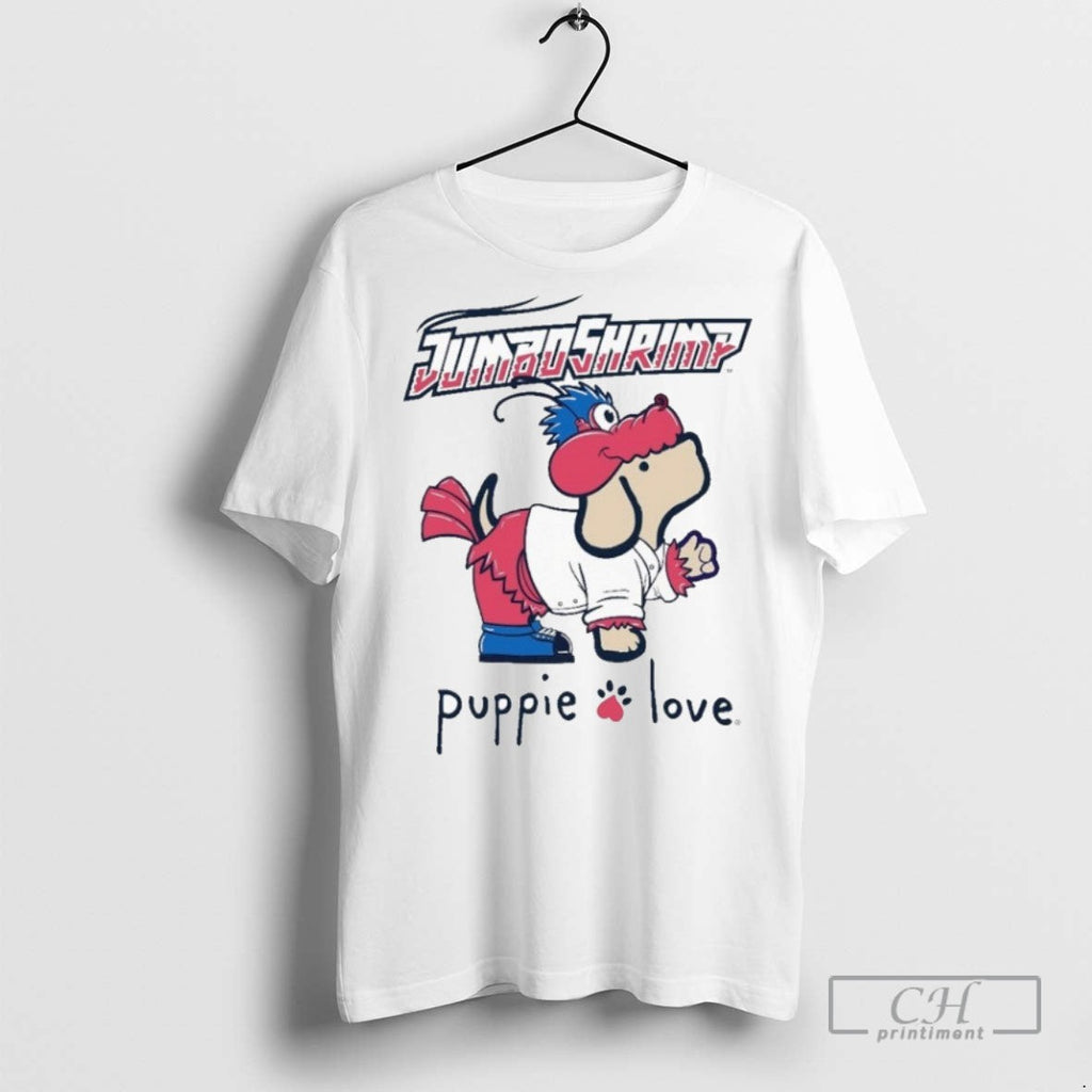 Jacksonville Jumbo Shrimp Puppie Love Mascot - Adult & Kids T-Shirts, Sweatshirts & Hoodies apparel design preview 1