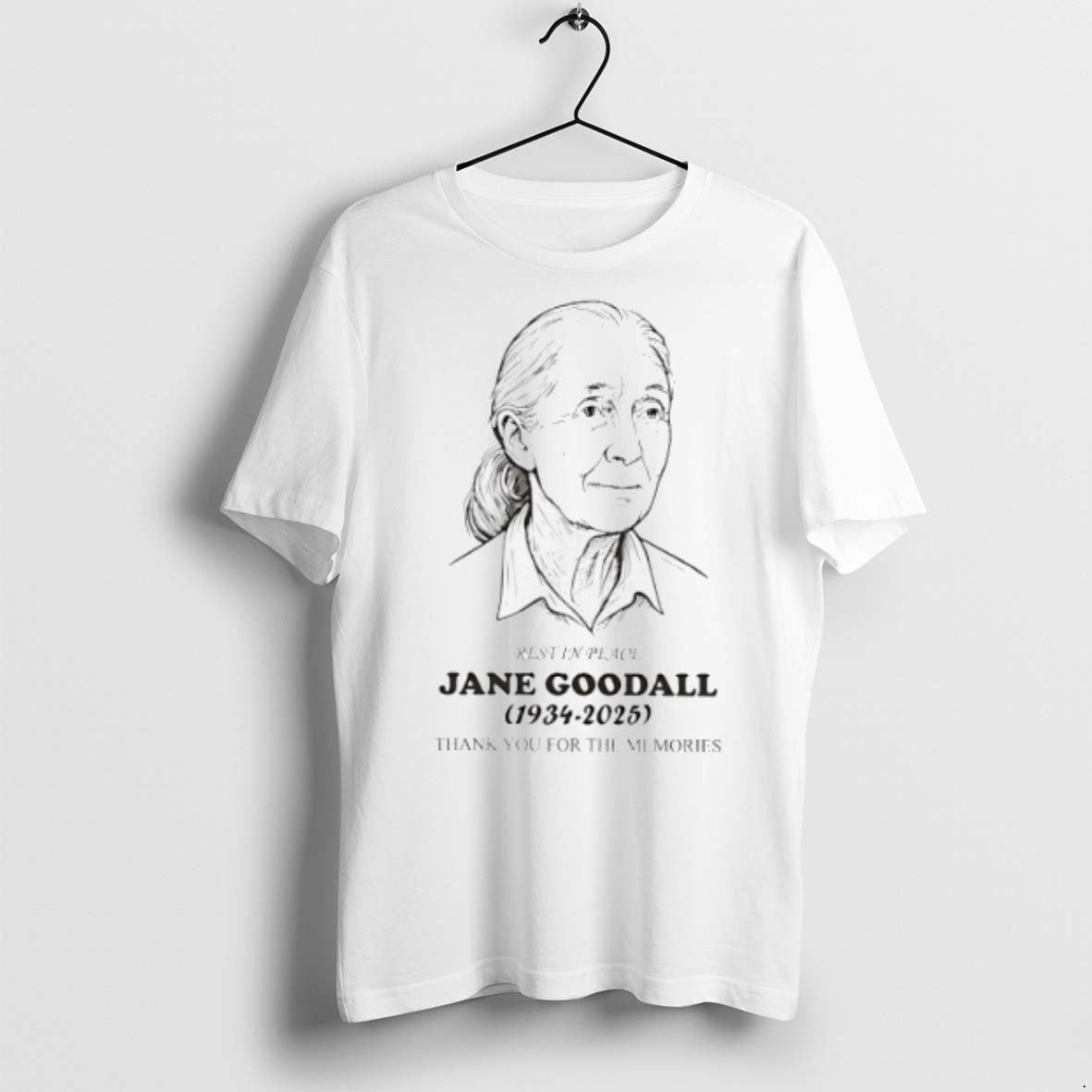 Jane Goodall 1934 2025 Rest In Peace Thank You For - Adult & Kids T-Shirts, Sweatshirts & Hoodies apparel design preview 1