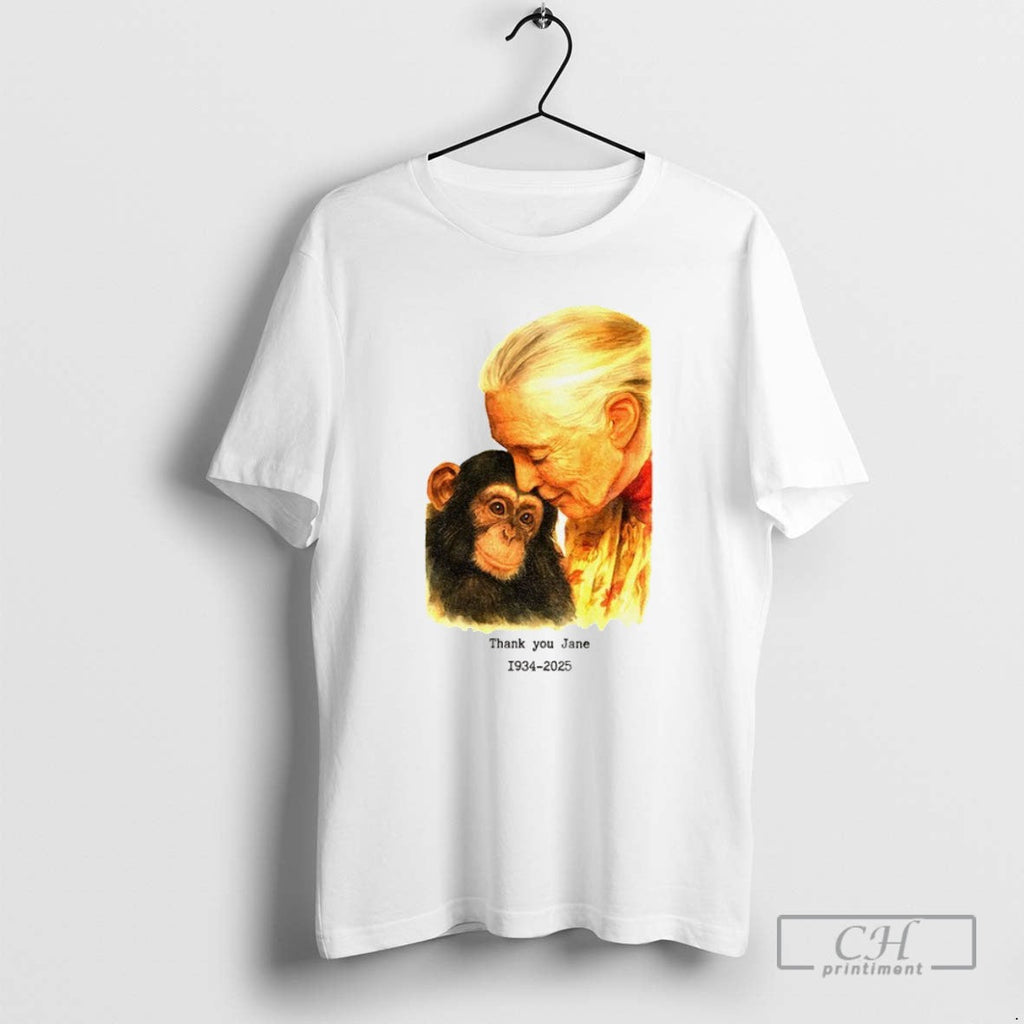 Jane Goodall Thank You Rip 1934 2025 - Adult & Kids T-Shirts, Sweatshirts & Hoodies apparel design preview 1