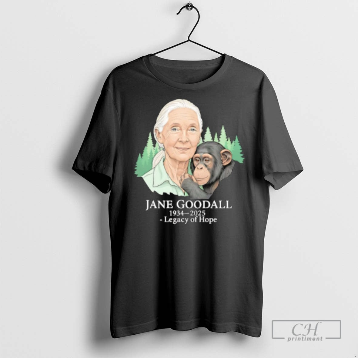 Jane Goodall Tribute 1934 2025 Legacy Of Hope - Adult & Kids T-Shirts, Sweatshirts & Hoodies apparel design preview 1