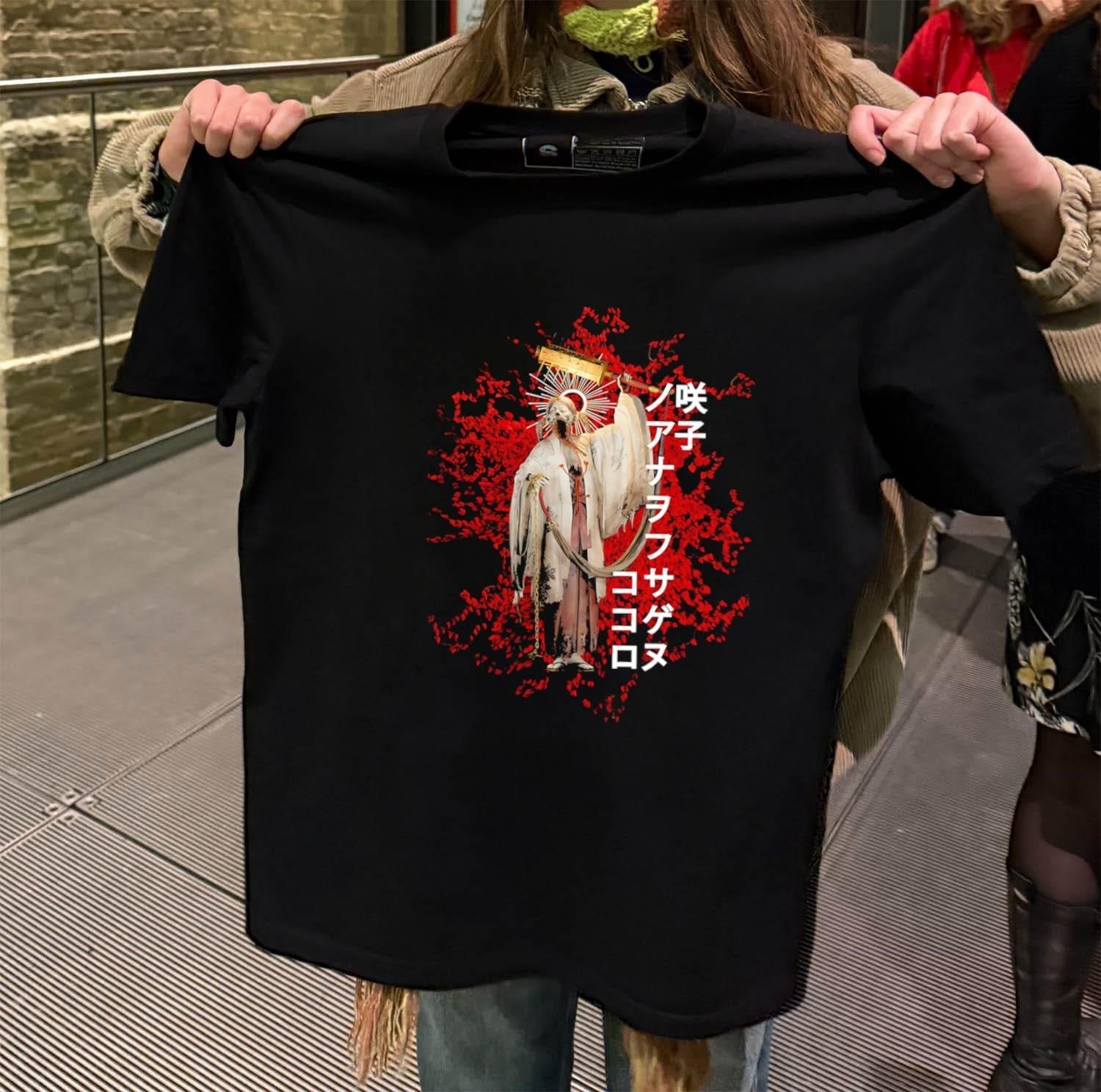 Japanese Character Undead Monk Warrior Saki Flower - Adult & Kids T-Shirts, Sweatshirts & Hoodies apparel design preview 2