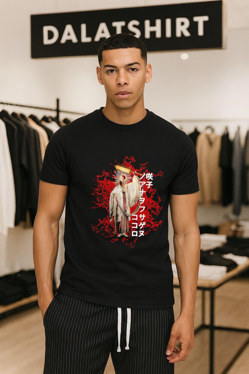 Japanese Character Undead Monk Warrior Saki Flower - Adult & Kids T-Shirts, Sweatshirts & Hoodies apparel design preview 1