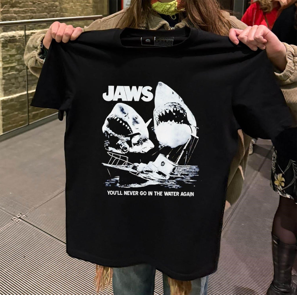 Jaws Movie Poster Shark Boat You'll Never Go In The - Adult & Kids T-Shirts, Sweatshirts & Hoodies apparel design preview 2