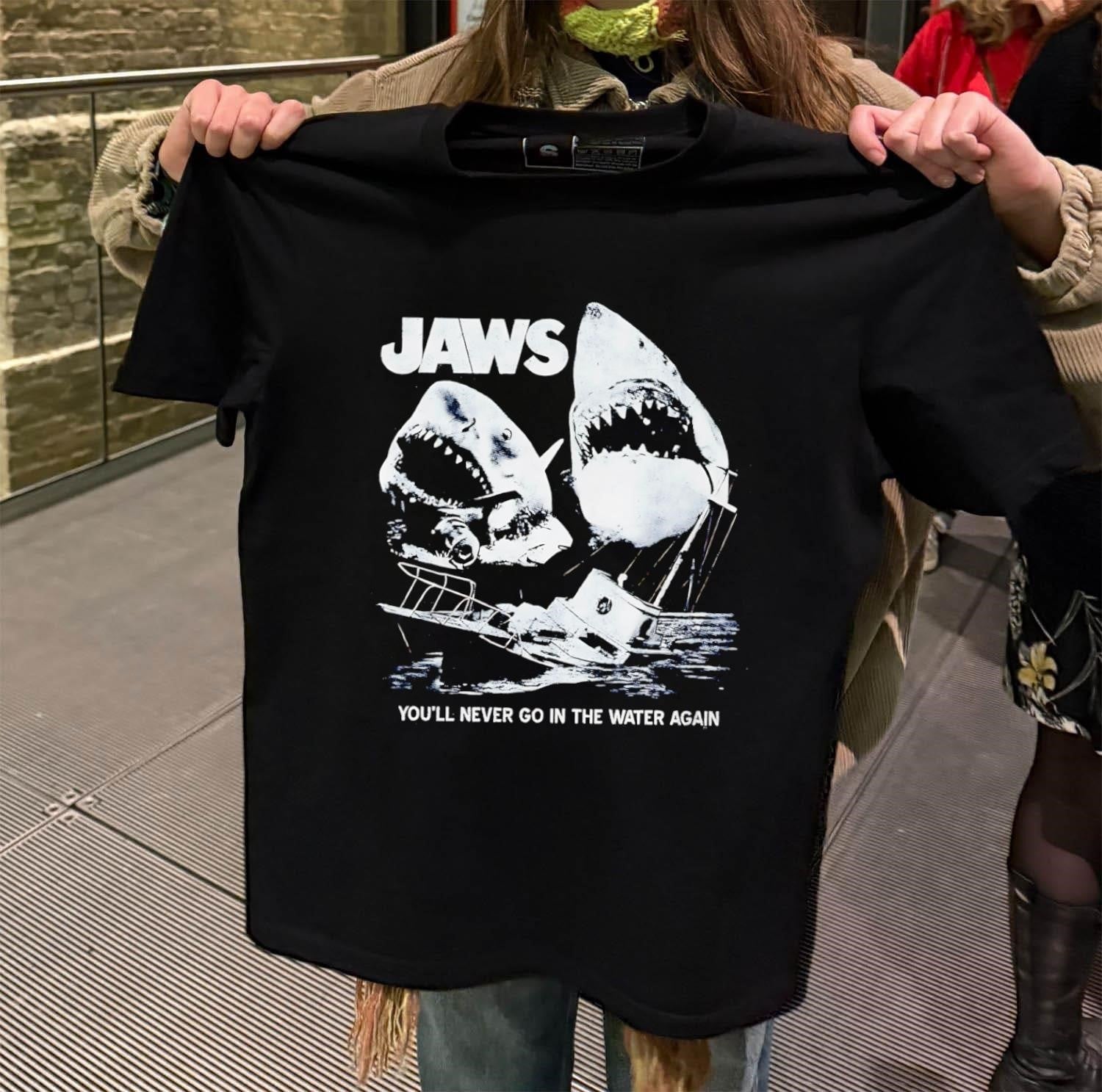 Jaws Movie Poster Shark Boat You'll Never Go In The - Adult & Kids T-Shirts, Sweatshirts & Hoodies apparel design preview 2