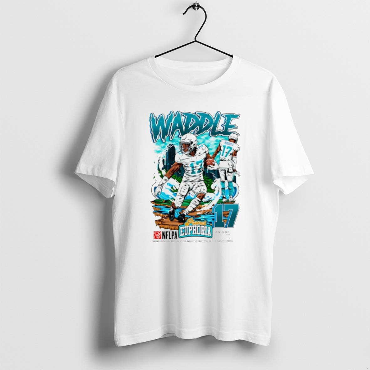 Jaylen Waddle Miami Dolphins Player Comic - Adult & Kids T-Shirts, Sweatshirts & Hoodies apparel design preview 1