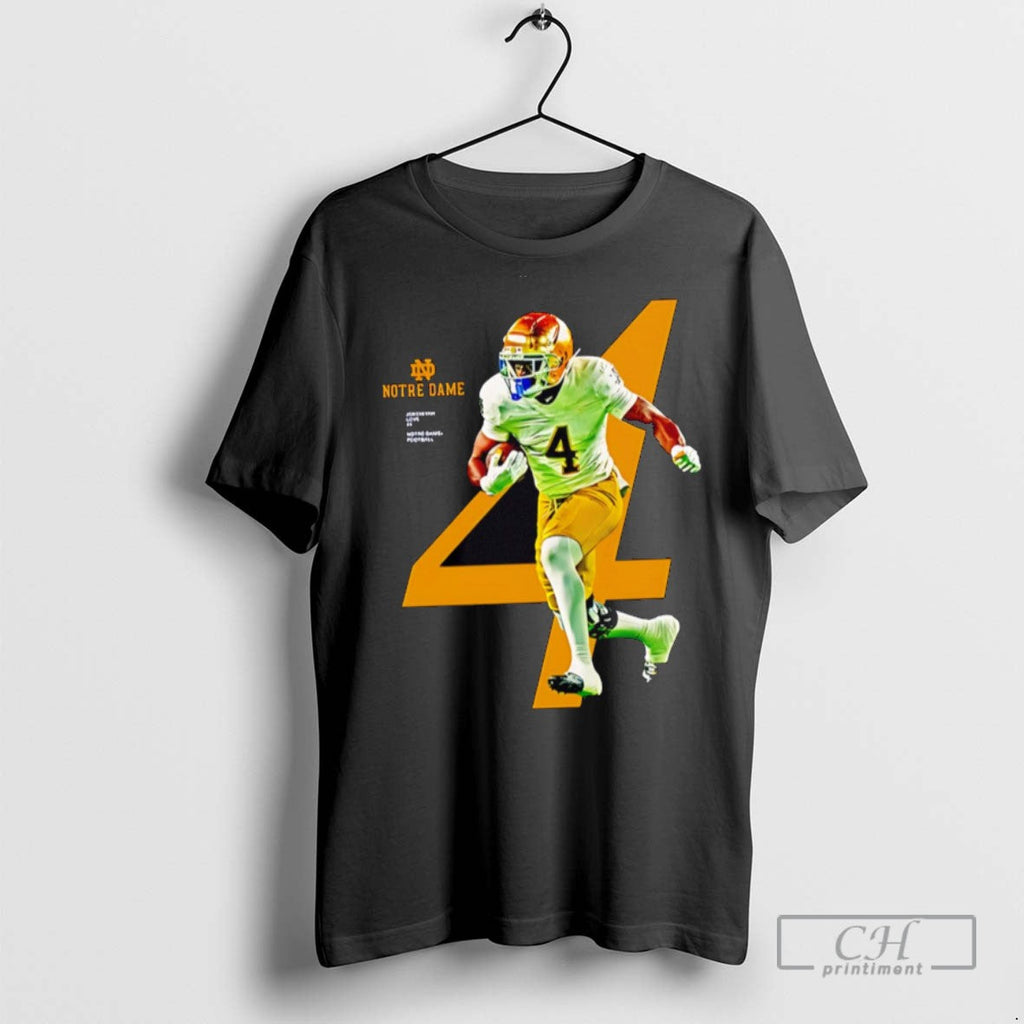 Jeremiyah Love 4 Notre Dame Fighting Irish Football - Adult & Kids T-Shirts, Sweatshirts & Hoodies apparel design preview 1