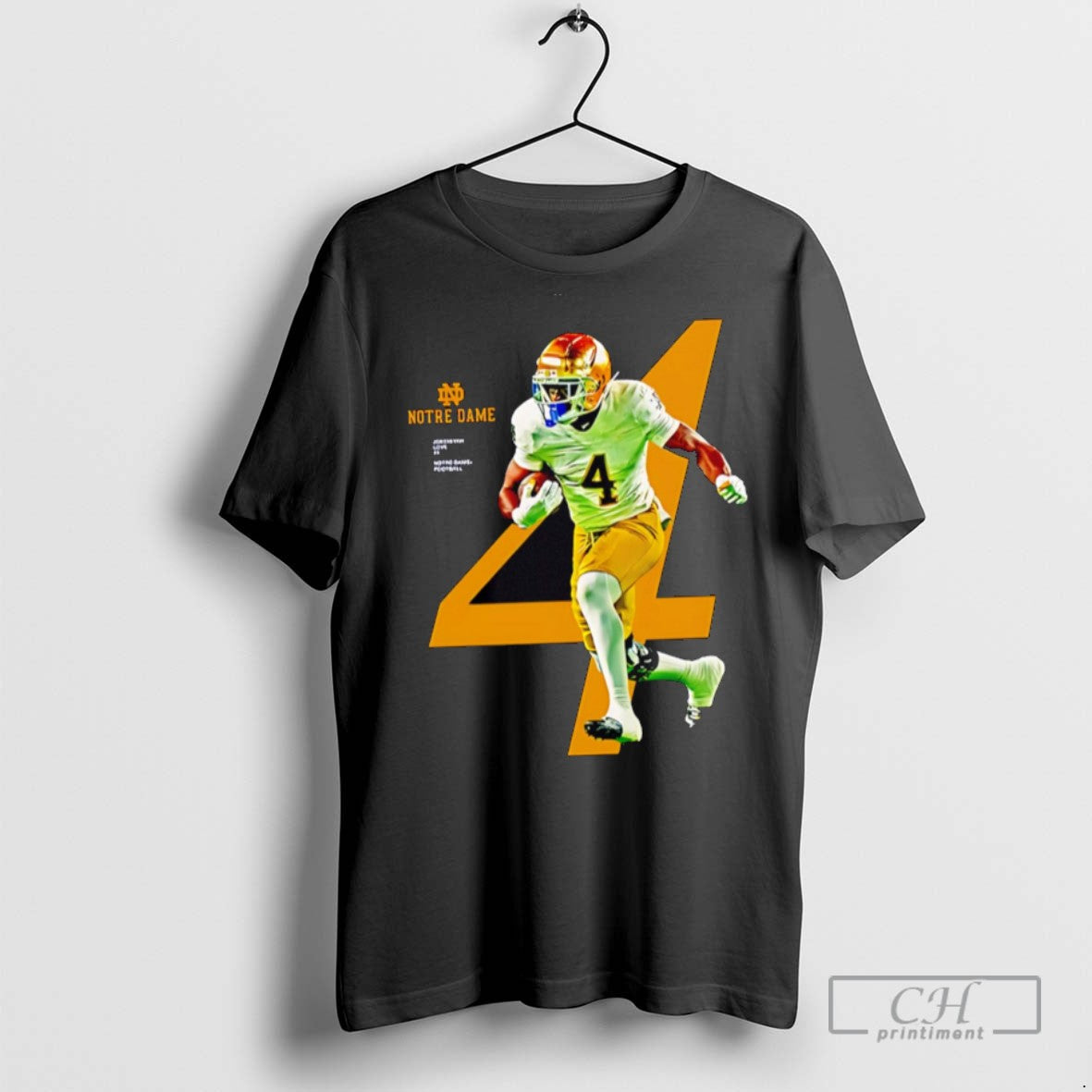 Jeremiyah Love 4 Notre Dame Fighting Irish Football - Adult & Kids T-Shirts, Sweatshirts & Hoodies apparel design preview 1