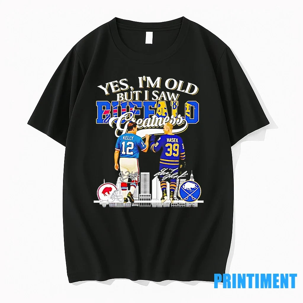 Jim Kelly And Dominik Hasek Yes Im Old But I Saw - Adult & Kids T-Shirts, Sweatshirts & Hoodies apparel design preview 1