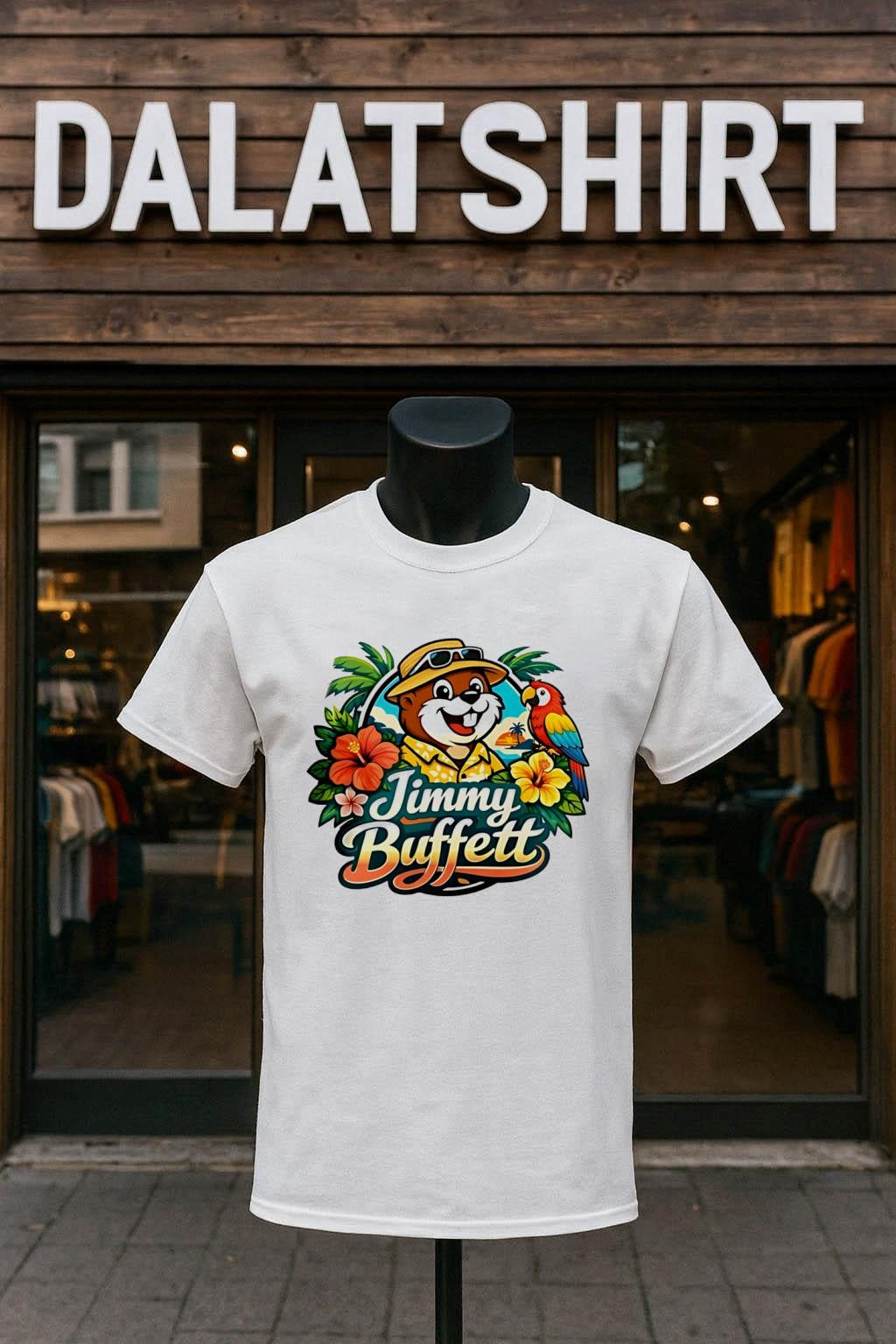 Jimmy Buffett Buc-ee's Beaver Character Tropical - Adult & Kids T-Shirts, Sweatshirts & Hoodies apparel design preview 1