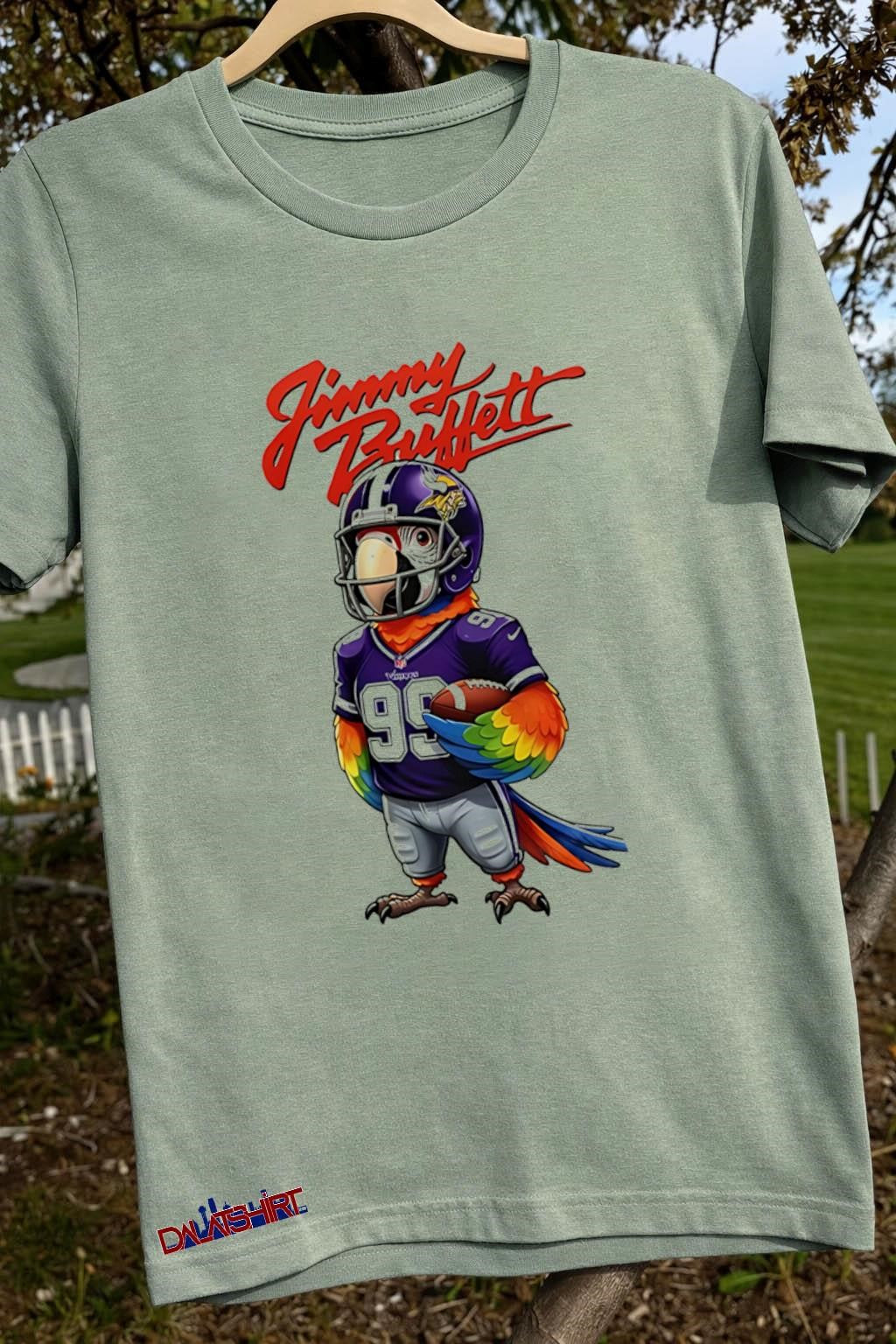 Jimmy Buffett Minnesota Vikings Parrot Football - Adult & Kids T-Shirts, Sweatshirts & Hoodies apparel design preview 2