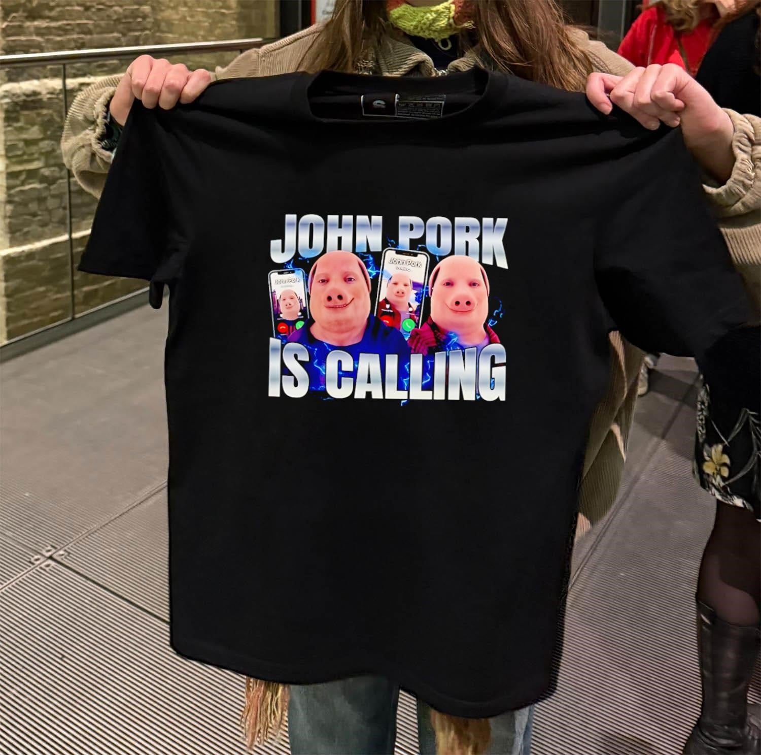 John Pork Is Calling meme - Adult & Kids T-Shirts, Sweatshirts & Hoodies apparel design preview 2