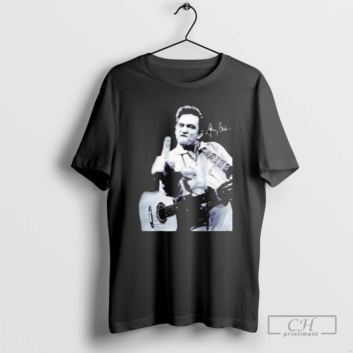 Johnny Cash Middle Finger Signature - Adult & Kids T-Shirts, Sweatshirts & Hoodies apparel design preview 1