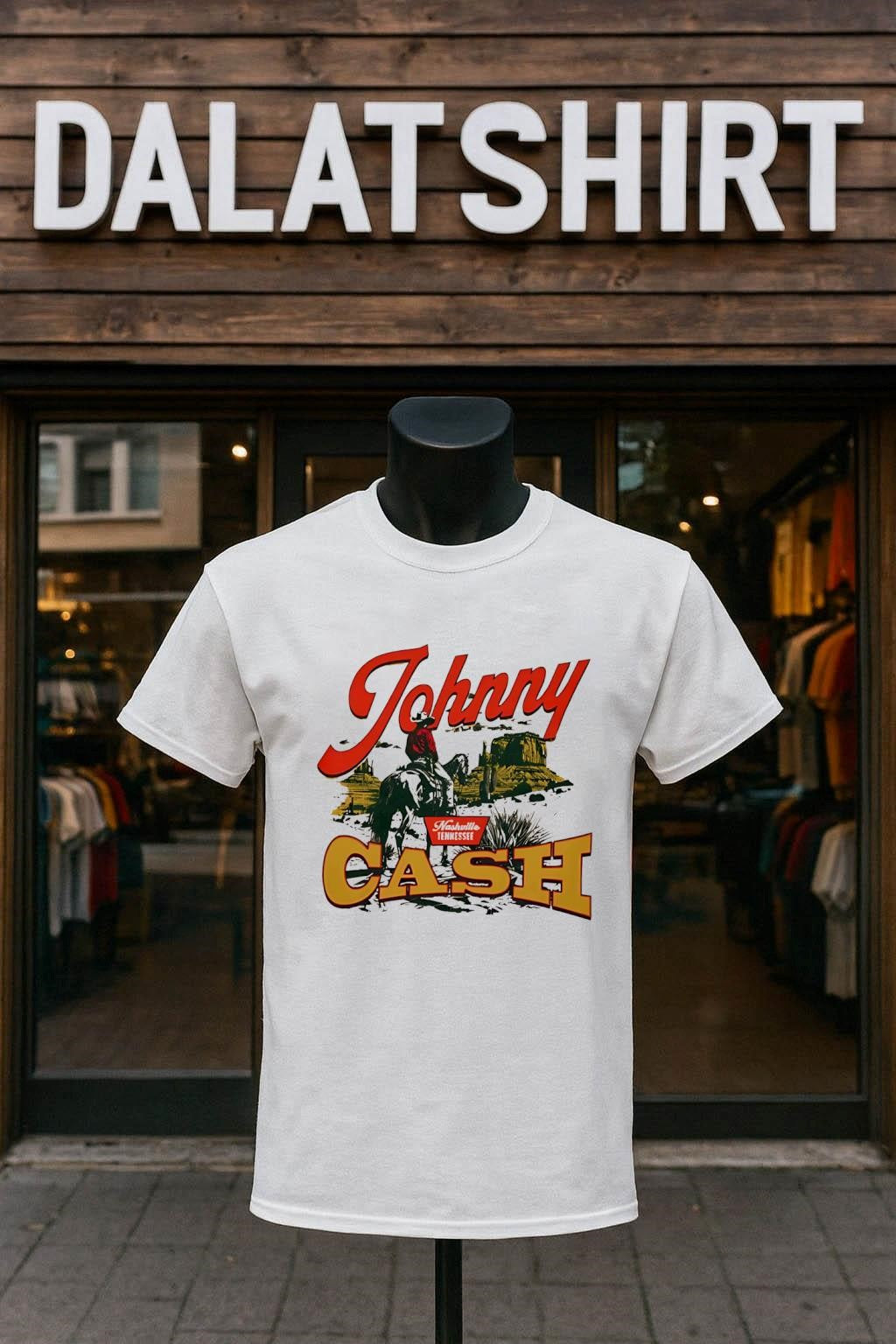 Johnny Cash Nashville Tennessee cowboy riding horse - Adult & Kids T-Shirts, Sweatshirts & Hoodies apparel design preview 1