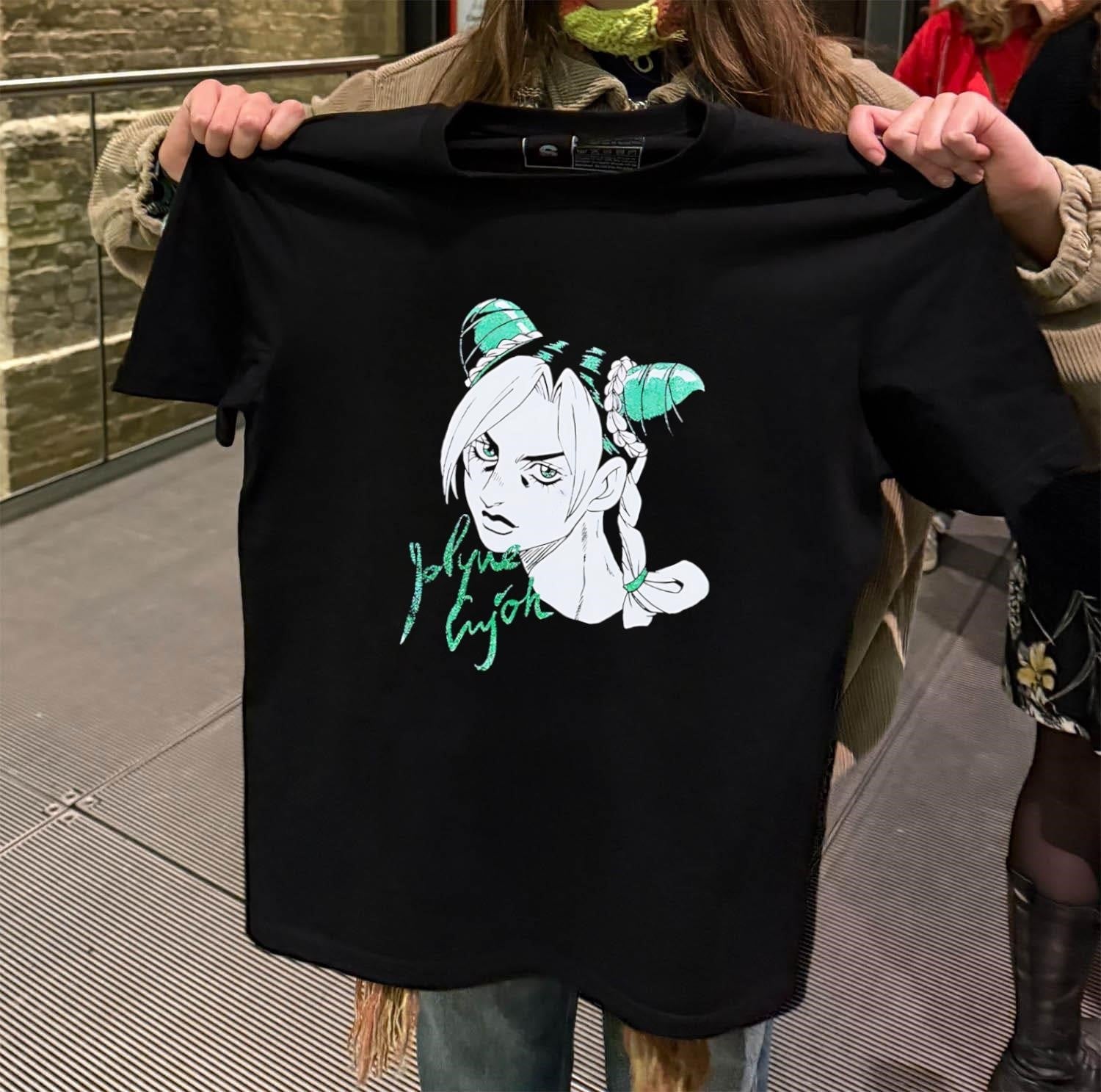 Jolyne Cujoh Anime Girl Character Green Glitter Hair - Adult & Kids T-Shirts, Sweatshirts & Hoodies apparel design preview 2