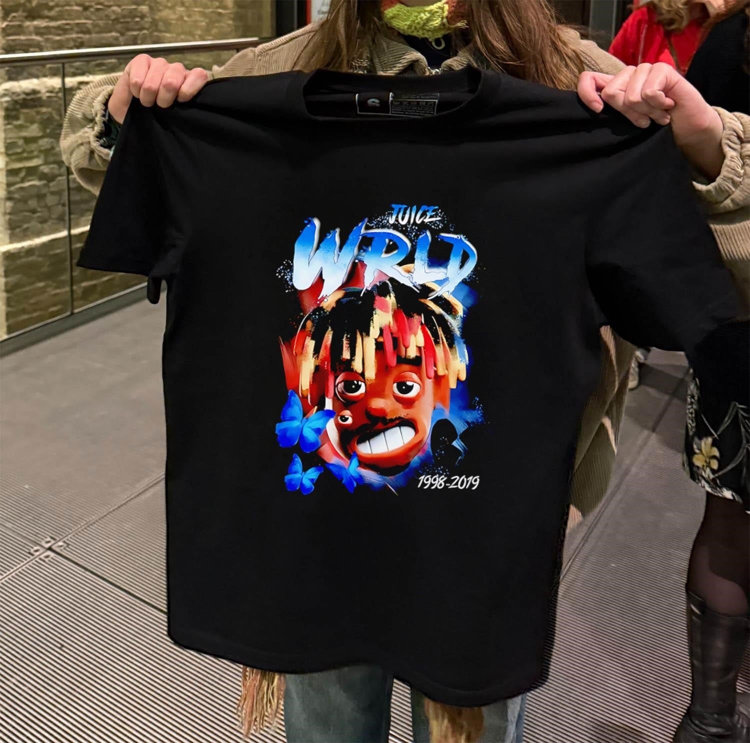 Juice Wrld 1998-2019 Butterfly Portrait Memorial - Adult & Kids T-Shirts, Sweatshirts & Hoodies apparel design preview 2