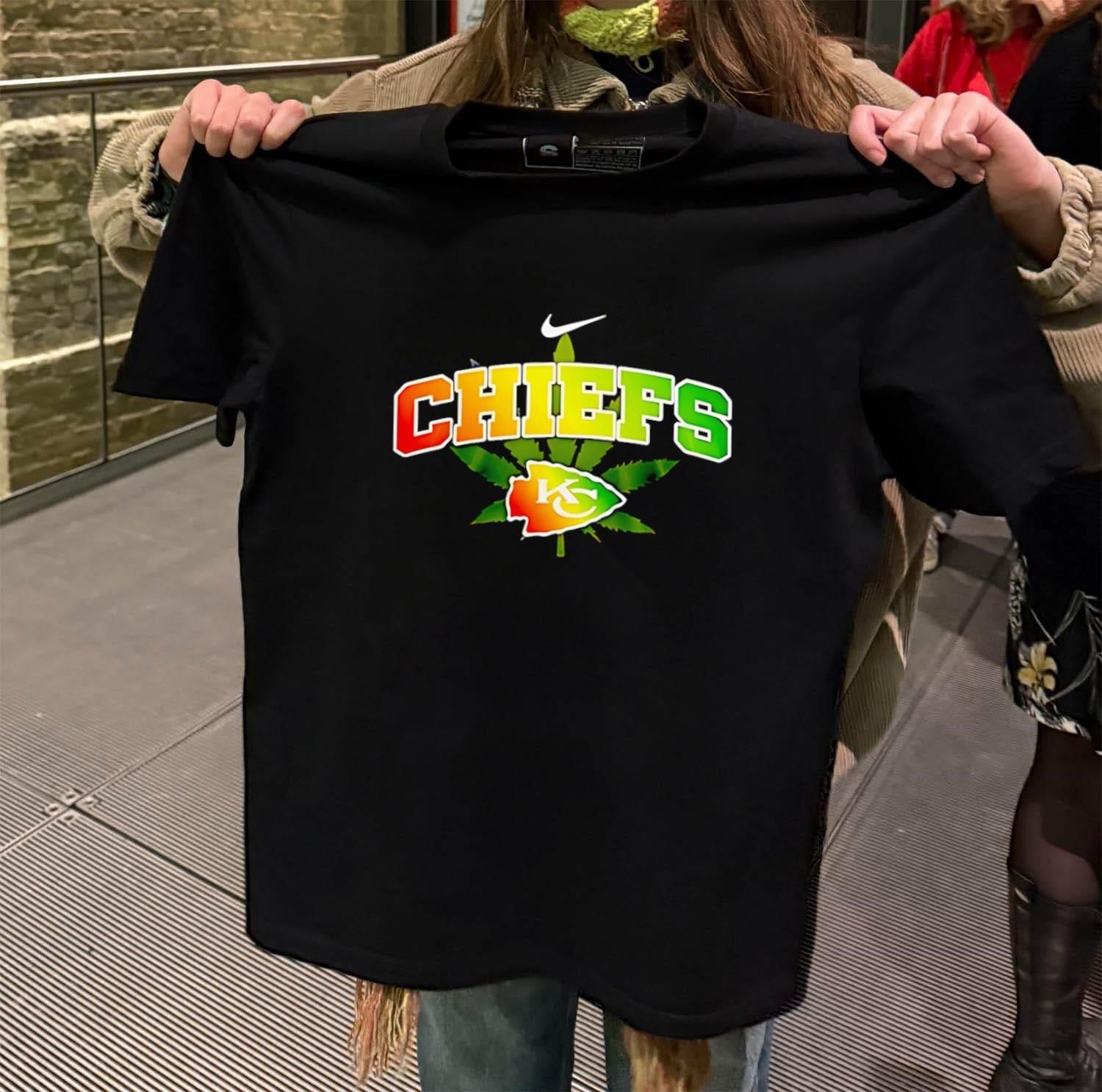 Kansas City Chiefs Marijuana Weed Leaf - Adult & Kids T-Shirts, Sweatshirts & Hoodies apparel design preview 2