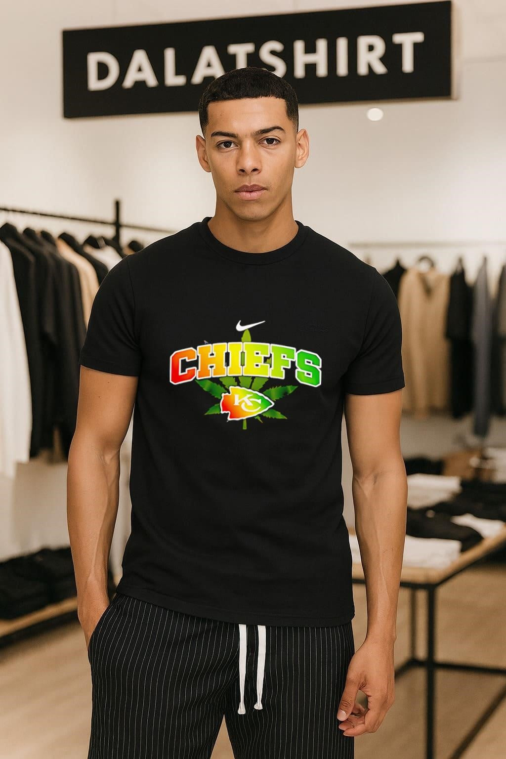 Kansas City Chiefs Marijuana Weed Leaf - Adult & Kids T-Shirts, Sweatshirts & Hoodies apparel design preview 1