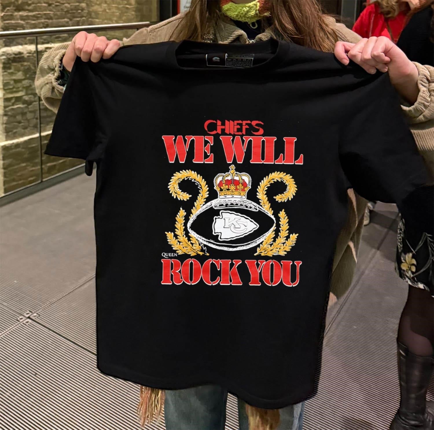 Kansas City Chiefs We Will Rock You Football Crown - Adult & Kids T-Shirts, Sweatshirts & Hoodies apparel design preview 2