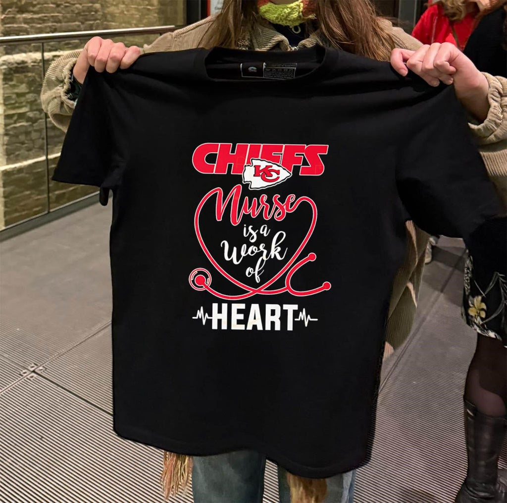 Kansas City Chiiefs Nurse Is A Work Of Heart - Adult & Kids T-Shirts, Sweatshirts & Hoodies apparel design preview 2
