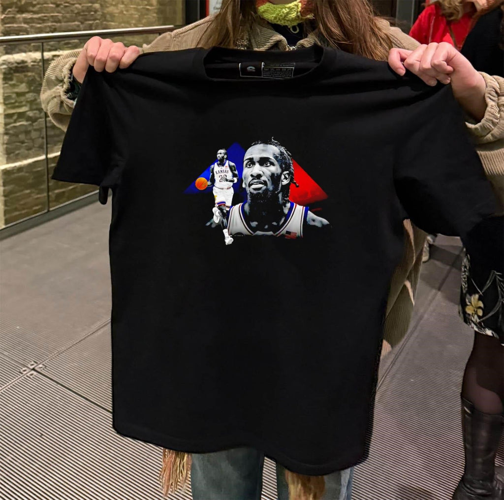 Kansas Jayhawks Basketball Player Portrait Sports - Adult & Kids T-Shirts, Sweatshirts & Hoodies apparel design preview 2